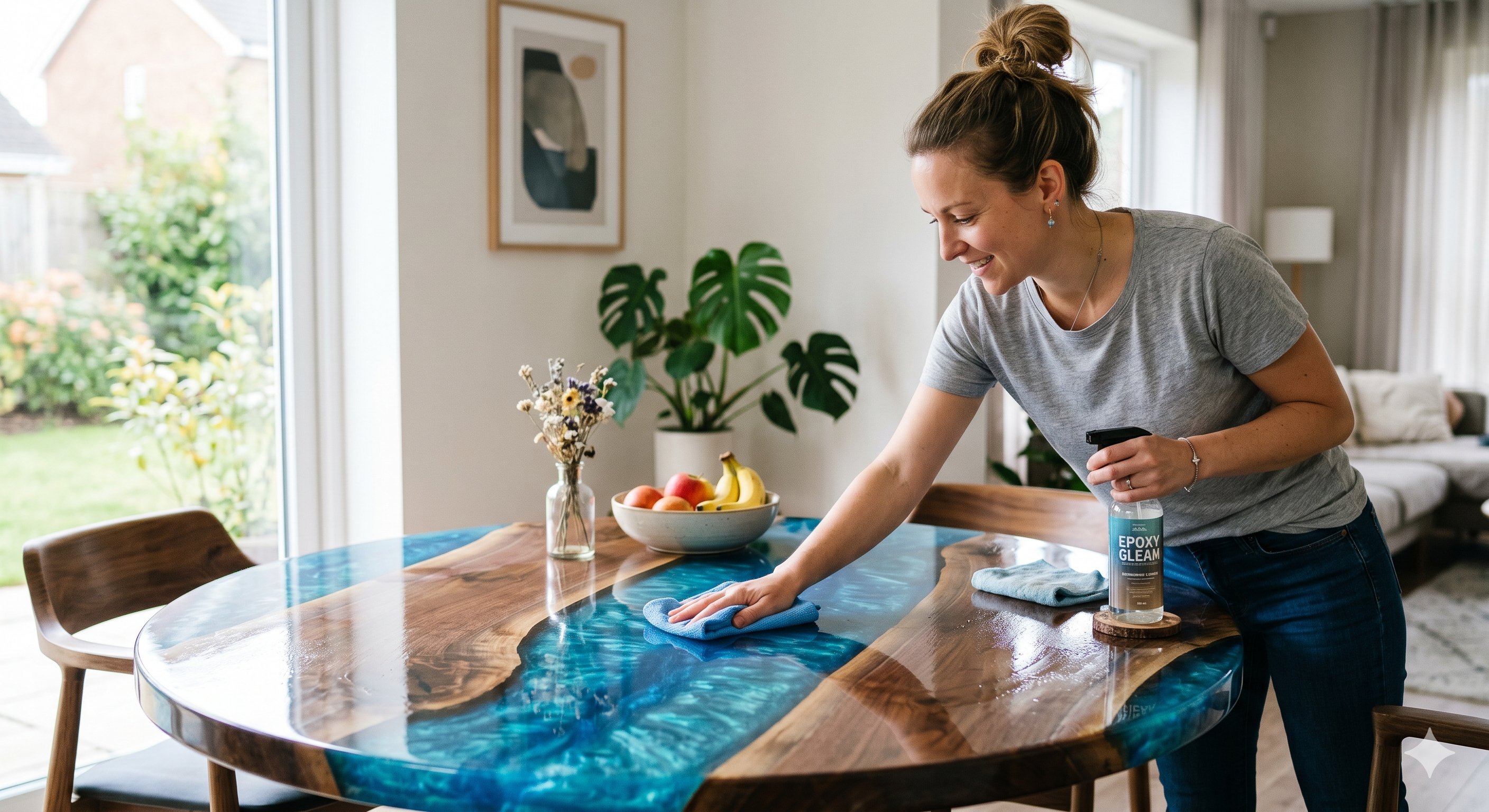 ניקוי שולחן אפוקסי